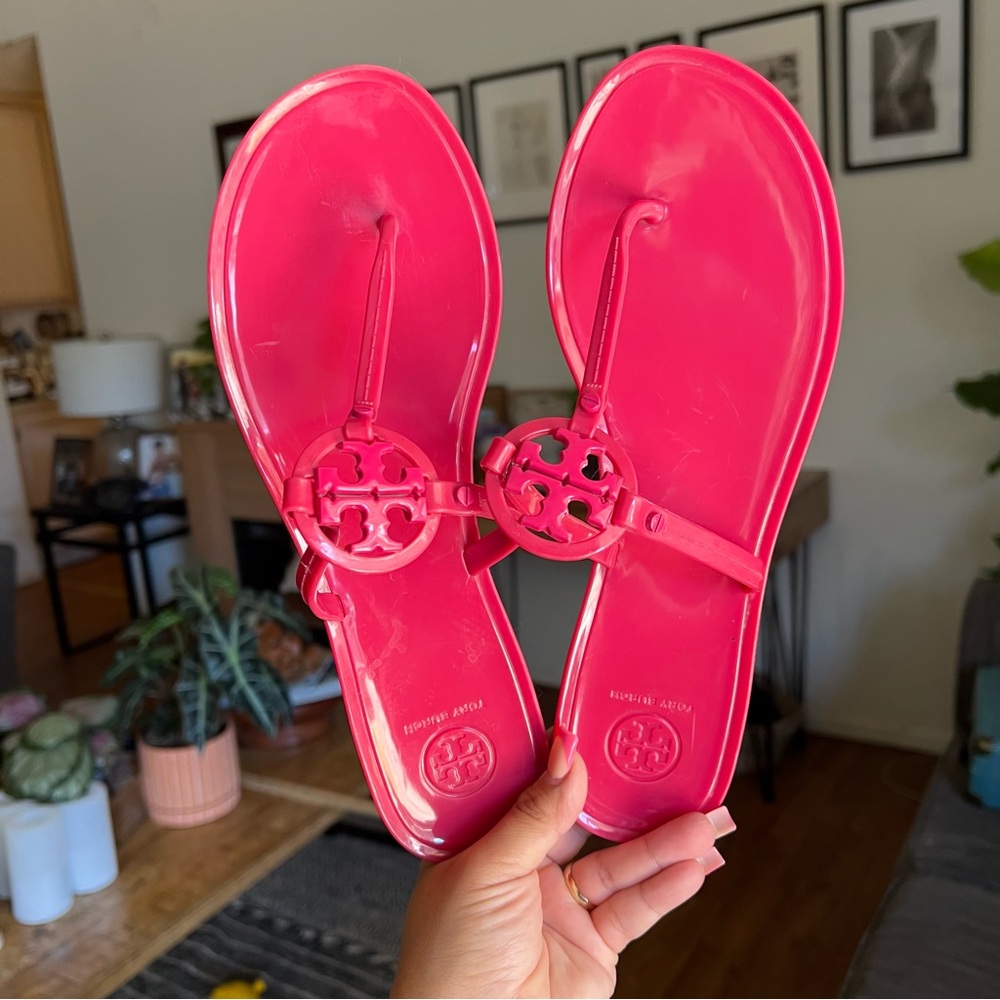 TORY BURCH MINI MILLER JELLY THONG PINK SANDAL SIZE 10 - Picture 12 of 12
